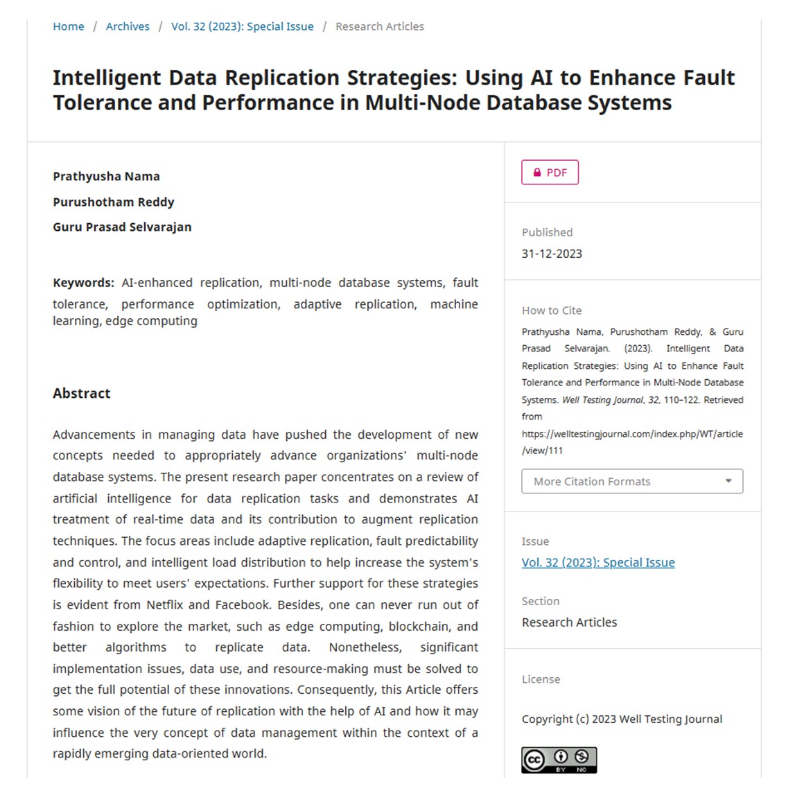 Article: Intelligent Data Replication Strategies: Using AI to Enhance Fault Tolerance and Performance in Multi-Node Database Systems